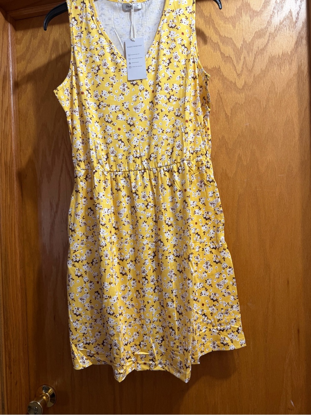 Yellow Floral Sleeveless  Dress - Brand:Wiholl
